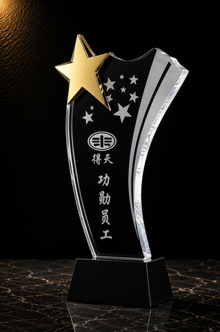 Star Wave Service Crystal Award - custom crystal awards with your logo
